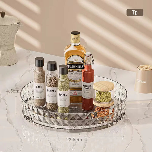 1Pc Kitchen Storage Spice Rack 360 Degree Rotating Cabinet Storage
