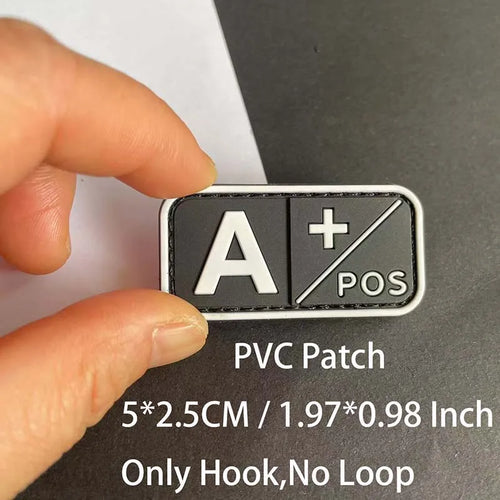 Small Patch with Hook,PVC Blood Type A B AB O POS NEG Emblemen,Patches