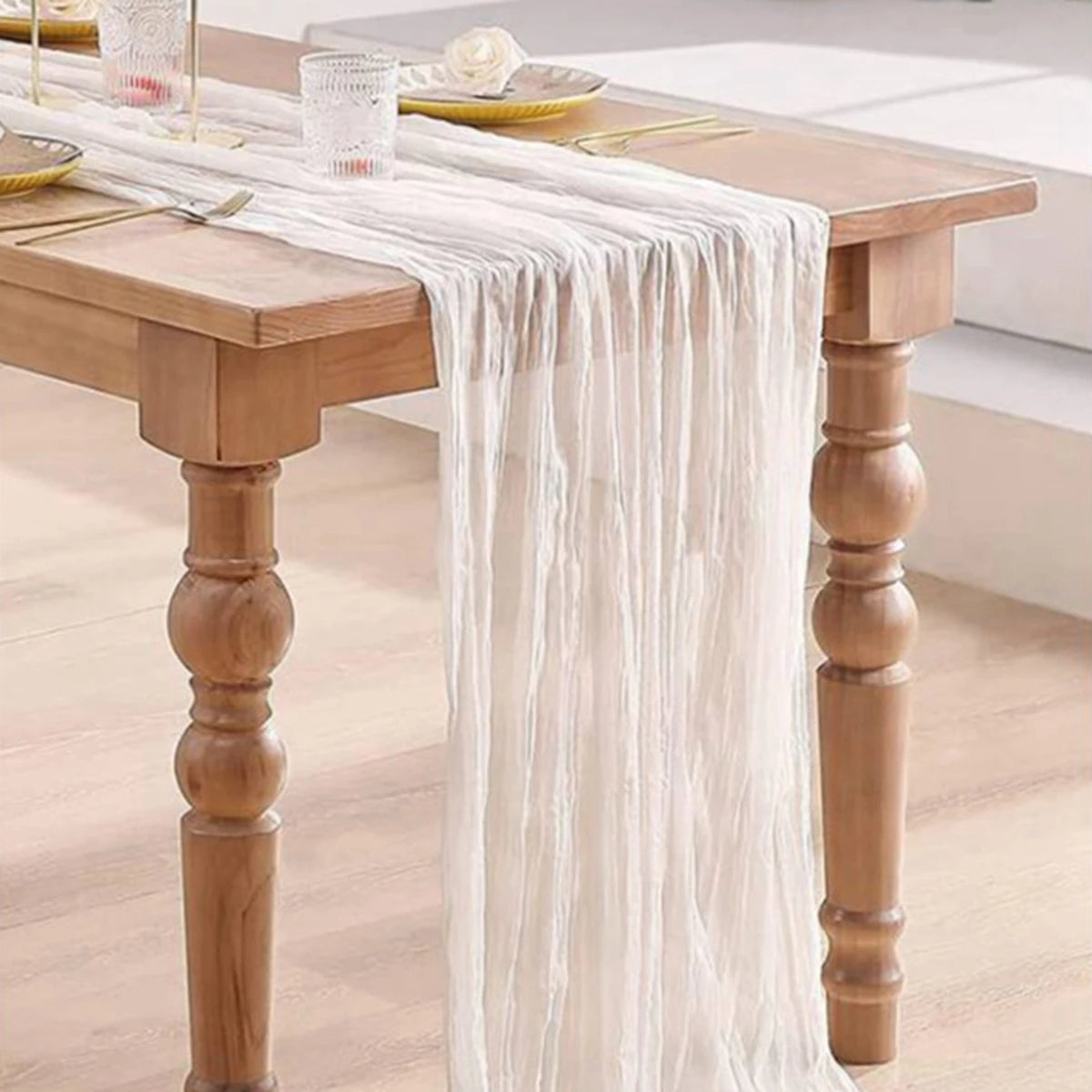 Semi-Sheer Gauze Table Runner Sage Cheesecloth Table Setting Dining