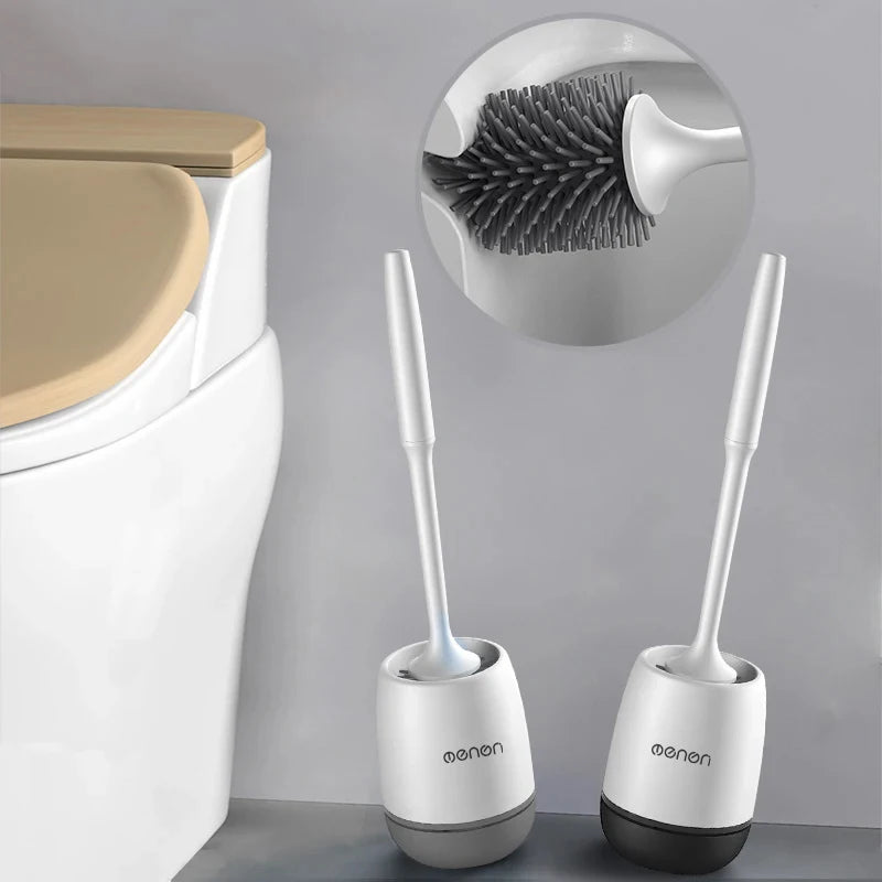 MENGNI-Silicone Toilet Brush Cleaner Brush Wall Floor Bathtubs And
