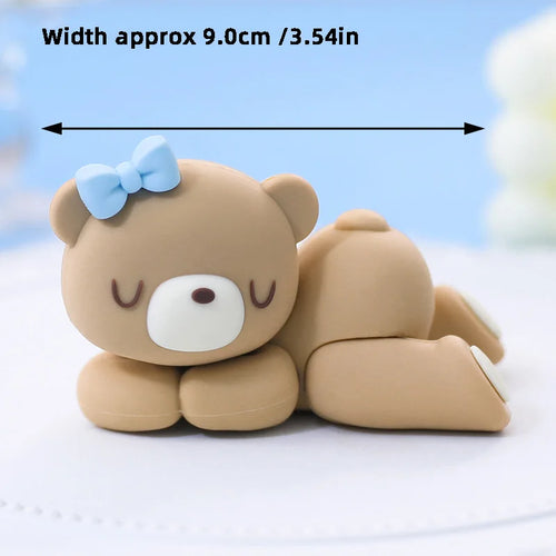 New 3D Bear Cake Topper Baby Shower Bear Decoration Boy Girl Happy 1st