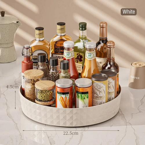 1Pc Kitchen Storage Spice Rack 360 Degree Rotating Cabinet Storage