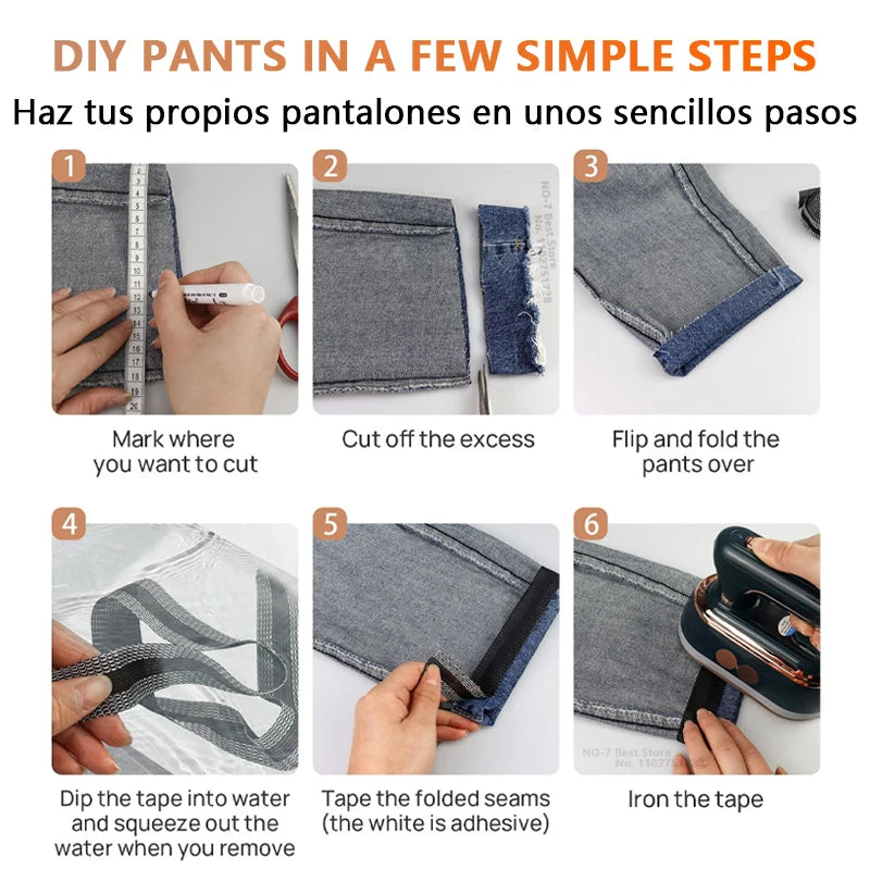 Self Adhesive Pants Hem Tape No Sew Iron on Trouser Edge Hemming Strip