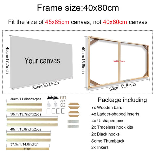 30x40 40x50 60x90cm Canvas Frame Wooden Frames Wooden Photo Oil