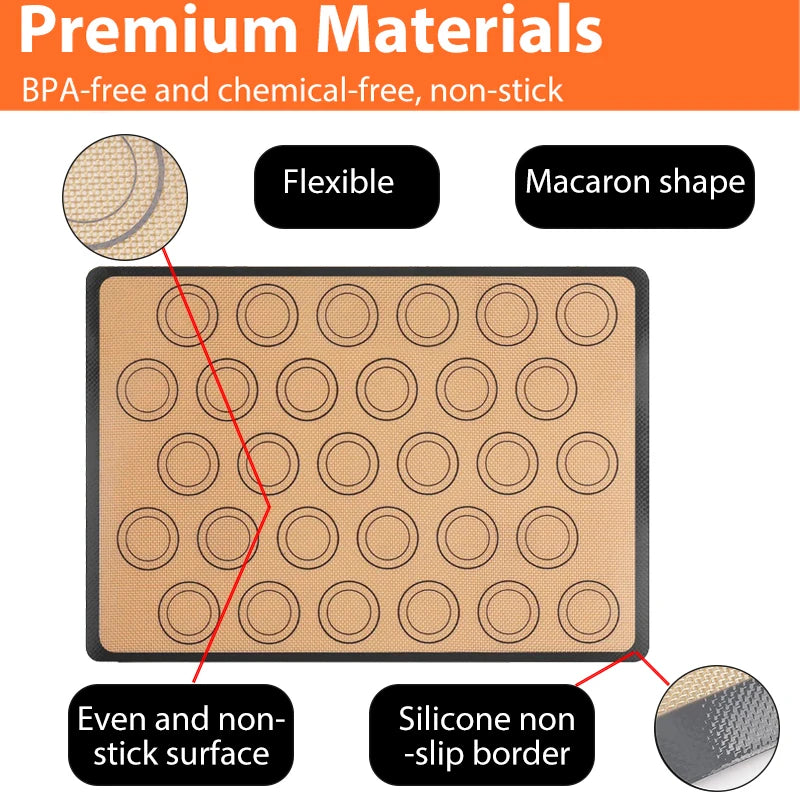 1PC Silicone Baking Mat for Oven, Thin 0.4mm, Reusable Non Stick Heat