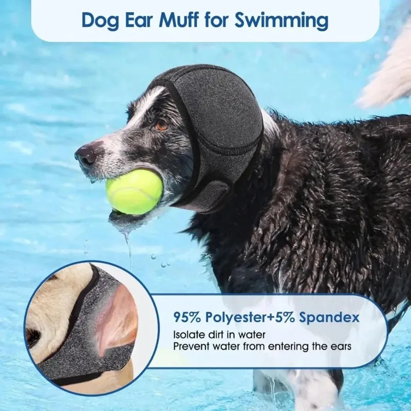 Waterproof Noise Cancelling Dog Ear Muffs for Swimming & Grooming -