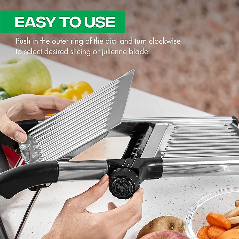 LMETJMA Adjustable Mandoline Slicer Stainless Steel Vegetable Slicer