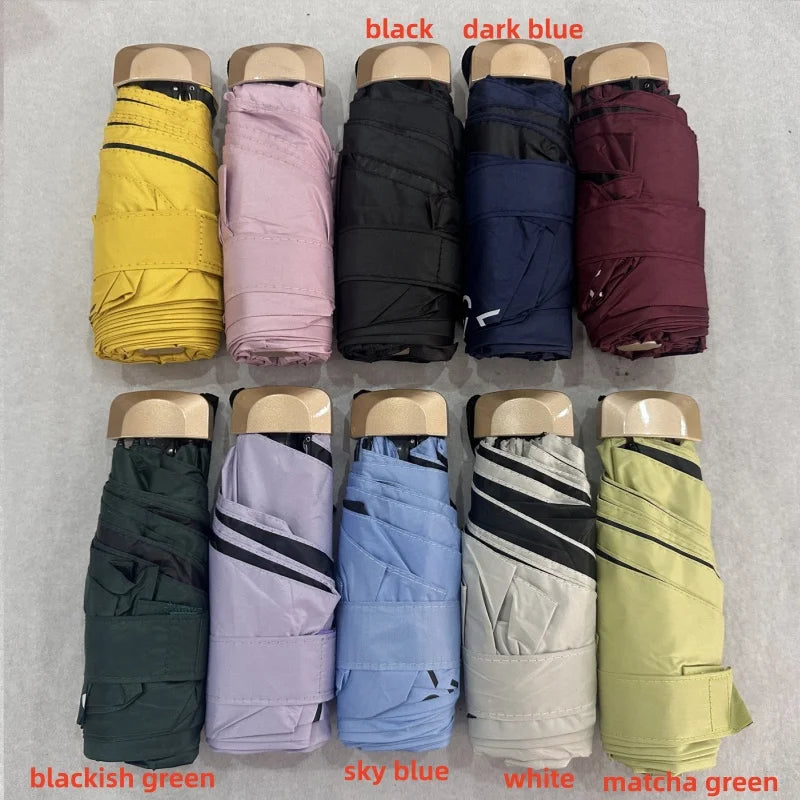 1Pc 55% Off Mini Sun Umbrella Pocket Rain Umbrella Vinyl Folding UV