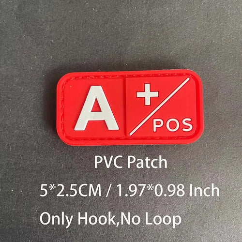 Small Patch with Hook,PVC Blood Type A B AB O POS NEG Emblemen,Patches
