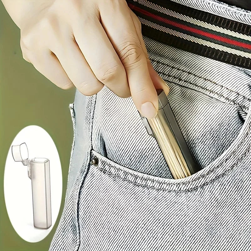 Portable Plastic Toothpick Case - Clear Toothpick Holder for Outdoor