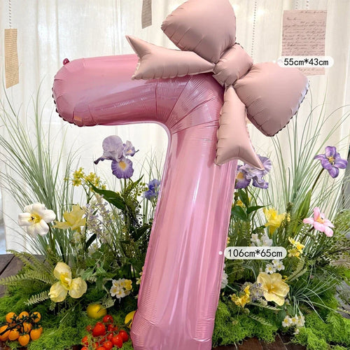 40inch Pink Digital Bowknot Bow Aluminum Foil Balloons for Girls