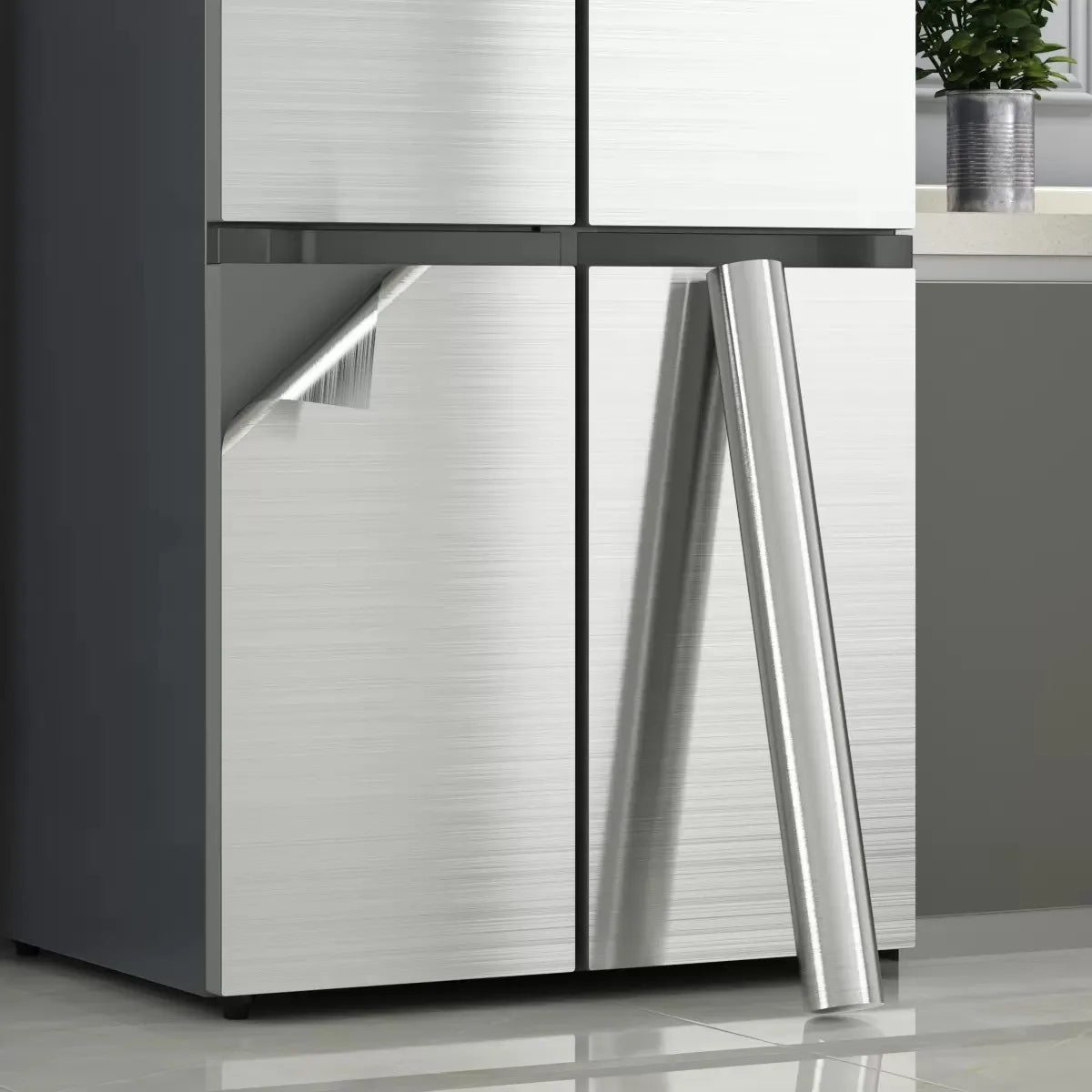 PVC Stainless Brushed Silver Removable Wallpaper Decor Film Vinyl