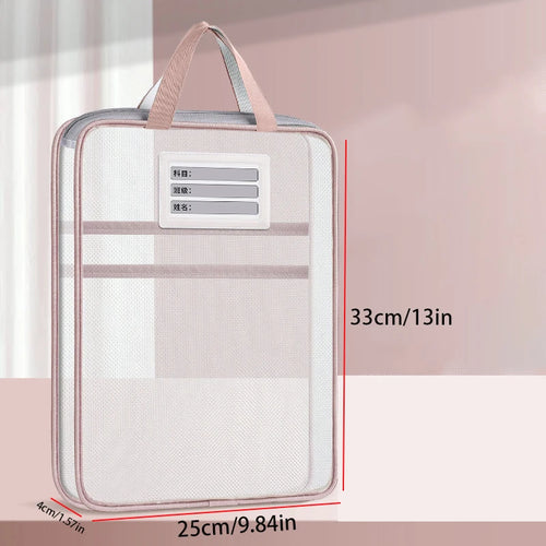 A4 Stationery Storage Bag Double-layer Mesh Zipper Bag Large Capacity