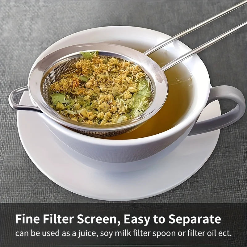 3pcs Fine Mesh Strainers Set Stainless Steel Multipurpose Flour Sieve