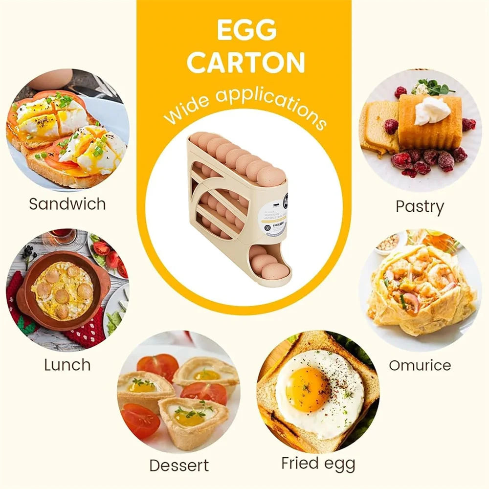 Automatic egg storage container, 4-layer design, refrigerator storage