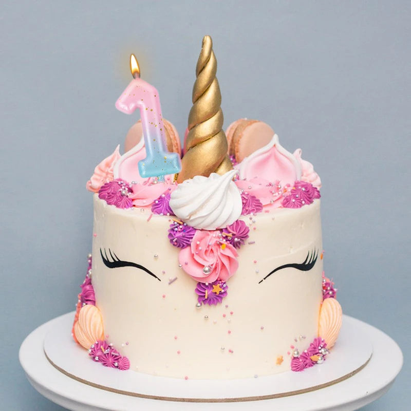 Happy Birthday Cake Decorated Interstellar Digital Colorful Candle