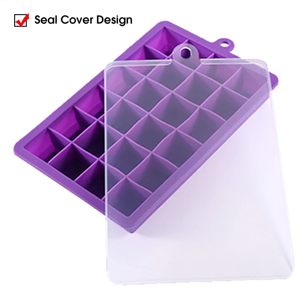 With Lid /No Lid 24-hole Silicone Ice Tray Square Box Auxiliary Food