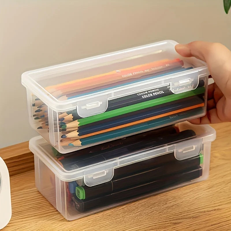 1/4pcs Large Clear Plastic Storage Boxes with Hinged Lids Ideal for