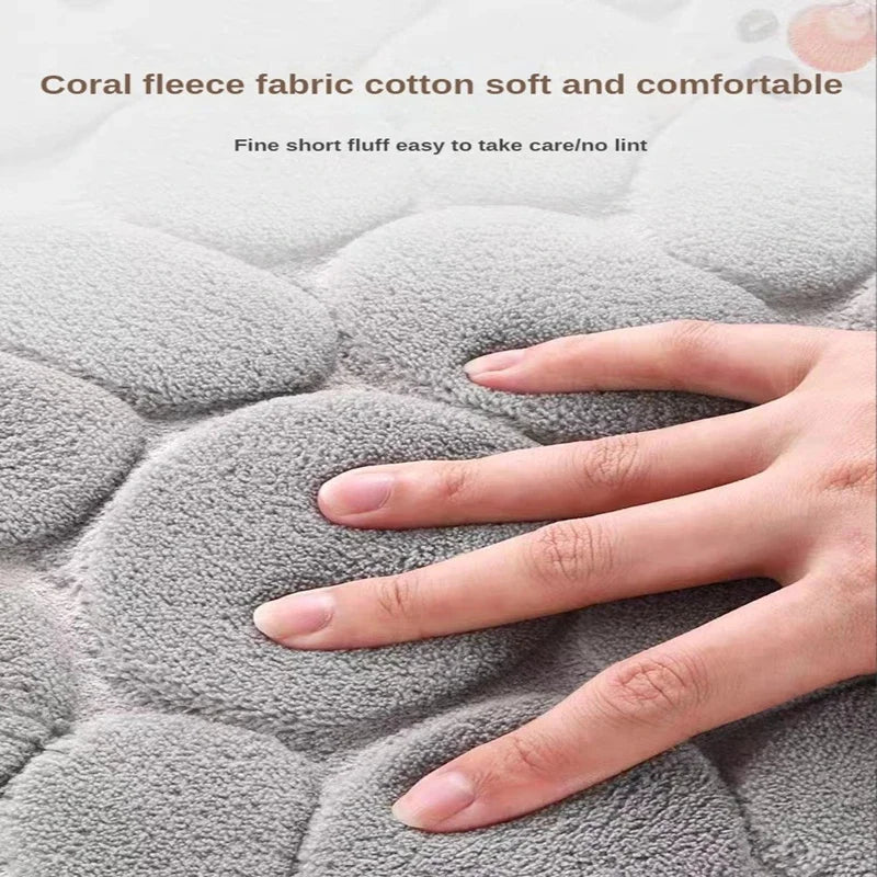 3D Non Slip Bathroom Mat Cobblestone Embossed Bath Mats Absorbent