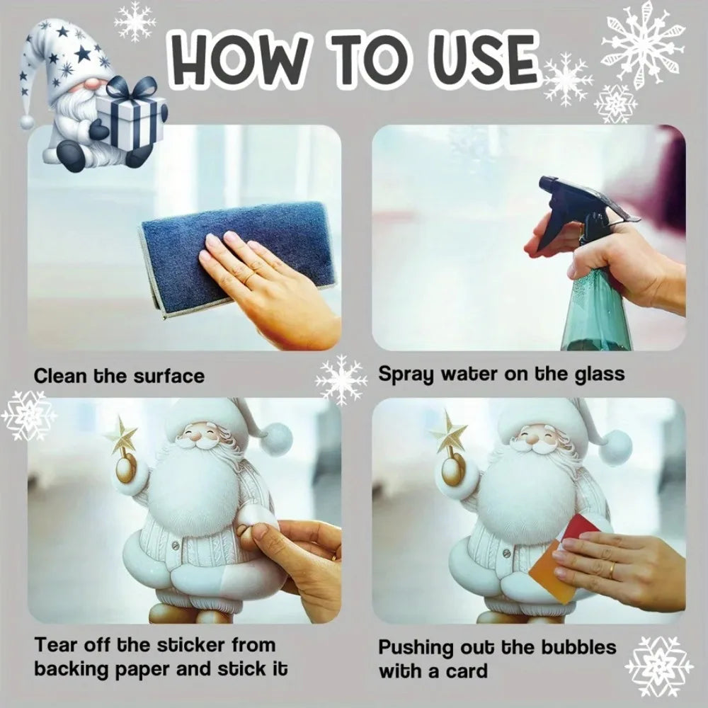 1. A Christmas Santa glass sticker - removable static electricity