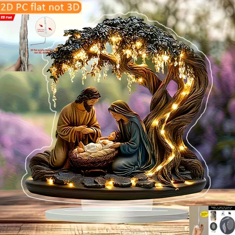 2D Flat Acrylic Tabletop Decoration for Jesus' Birth Scene Holiday