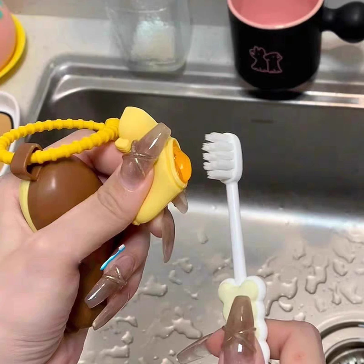 Banana toothbrush protective cap with toothpaste storage box - compact