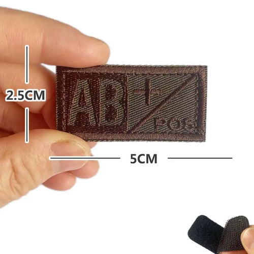 5*2.5CM Small Patch with Hook and Loop Blood Type A B AB O POS NEG