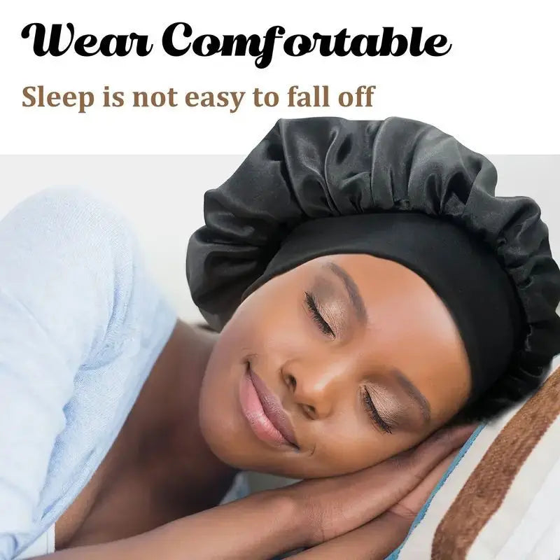 New Satin Wide Brim Nightcap Silky Bonnet Hair Wrap for Sleeping Sleep