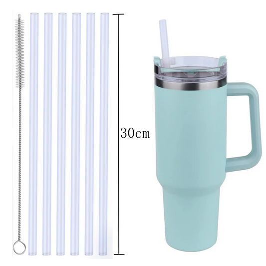 Reusable Straw with Cleaning Brush Plastic Replacement Straw