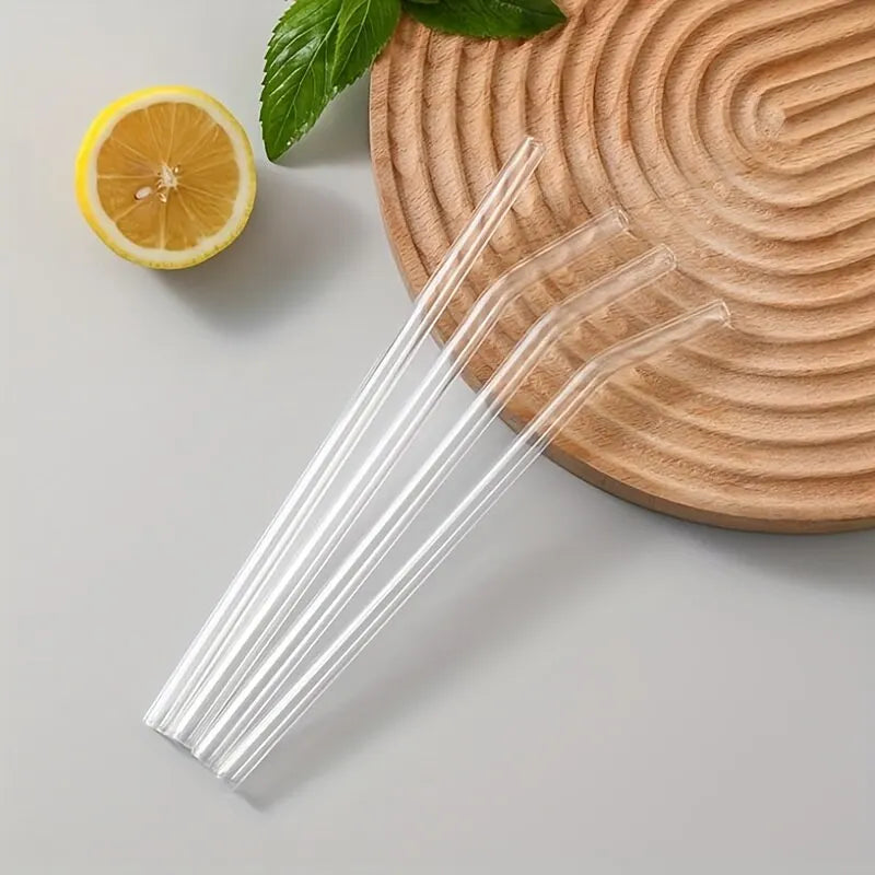 1set Heat Resistant Glass Straws with Brush - Set of 5 - Reusable and