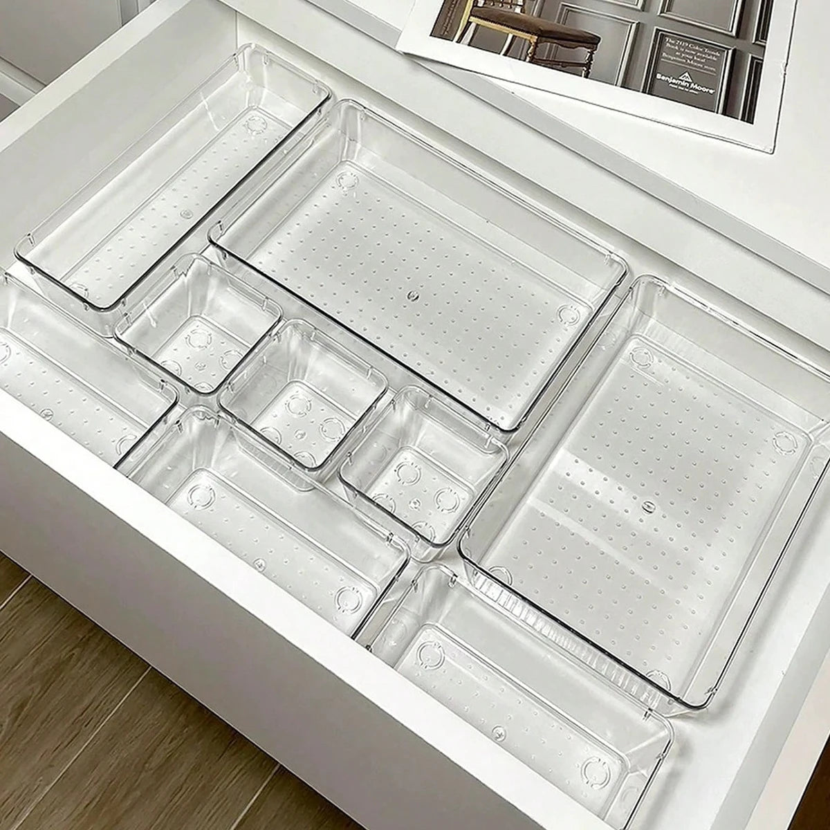 7 件套 Desk Drawer Organizers Set Plastic Bathroom Storage Makeup