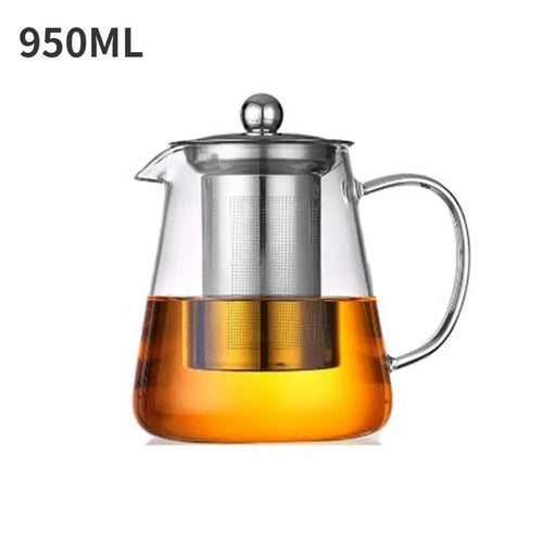 1pc Glass Teapot Heat Resistant Borosilicate Clear Tea Kettle with