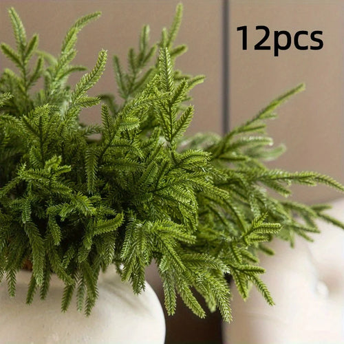 24/12pcs Artificial Cedar Sprigs - Perfect for Christmas & Winter Home