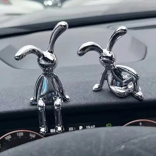 2PC Long-Eared Rabbit Double Statue Cartoon Decoration Accessories
