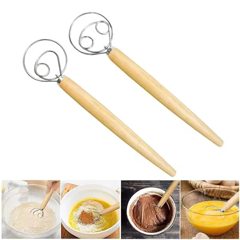 Large Hand Danish Dough Whisk Bread Mixer Stainless Steel Cake Pastry
