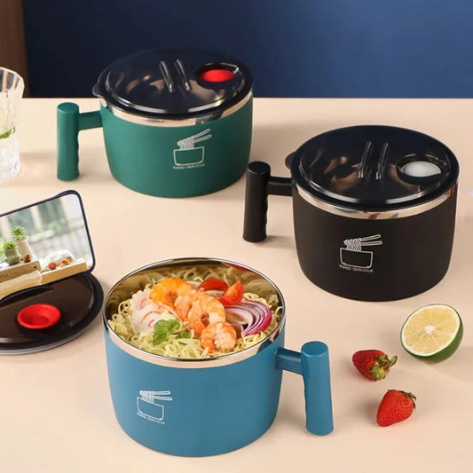 Stainless Steel Bowl With Lid For Instant Noodles Sealed And Portable