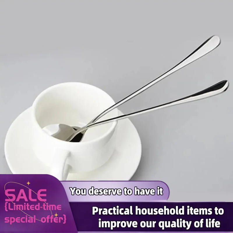1/6Pcs Stainless Steel Long-Handled Ice Teaspoon, Coffee Spoon, Ice