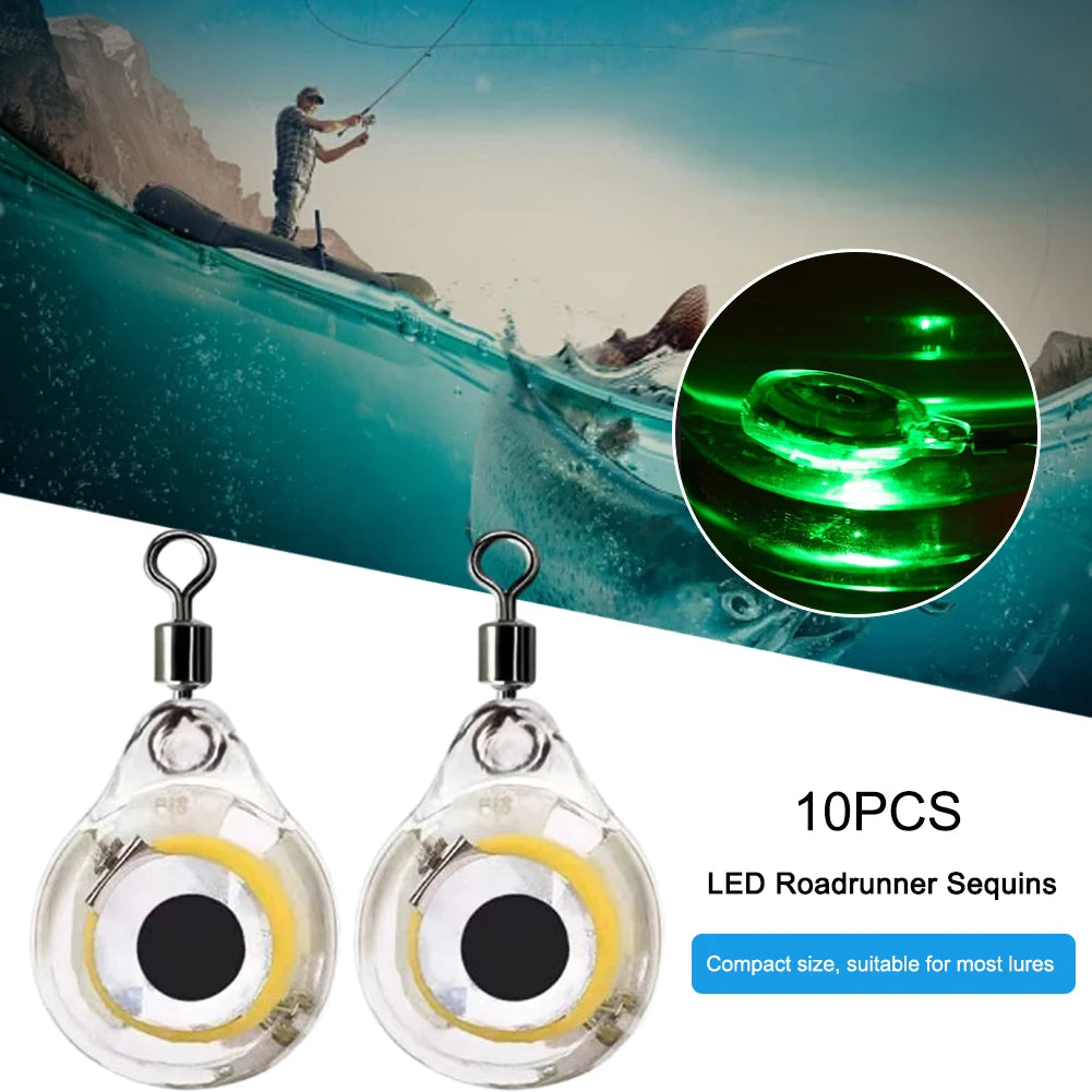 10pcs LED Attracting Fish Light Mini Deep Drop Underwater Eye Shape