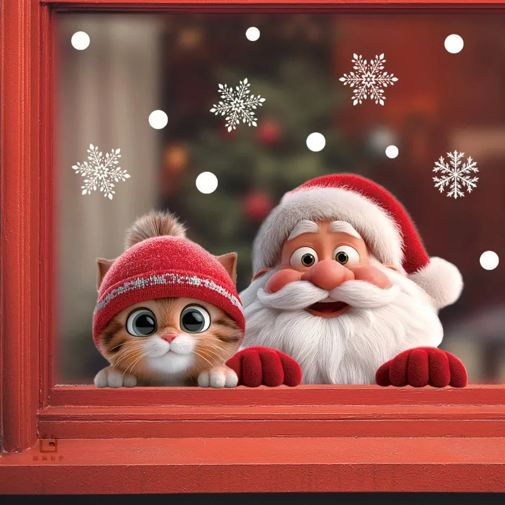 1. A Christmas Santa glass sticker - removable static electricity
