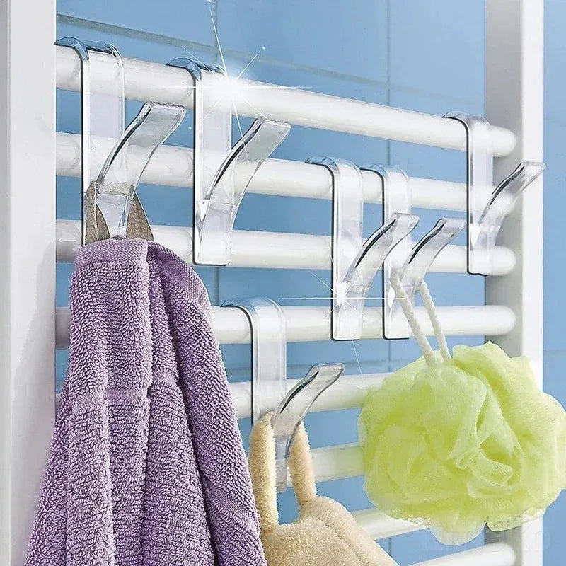 Kitchen Bathroom Hanger Clips Storage Racks White Clear Hanger Heated