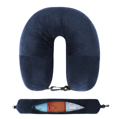 Travel Neck Pillow with Fillable Clothing U-Shaped Pillowcase, Extra