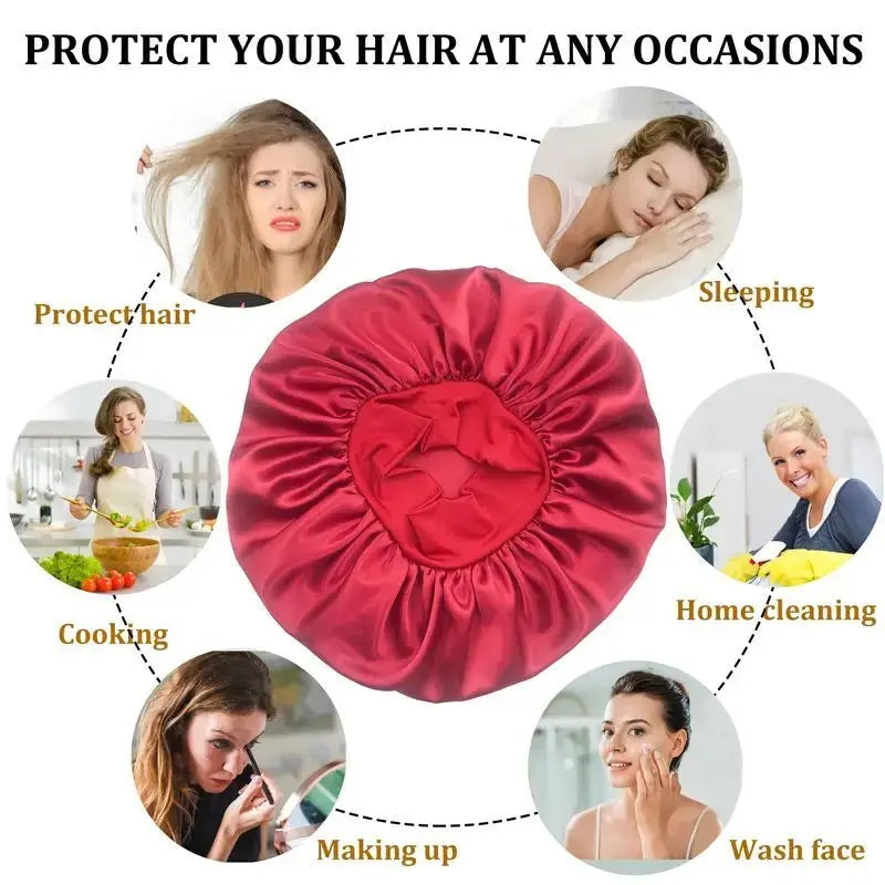 New Satin Wide Brim Nightcap Silky Bonnet Hair Wrap for Sleeping Sleep