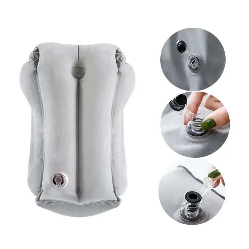 1pc Inflatable Air Cushion Travel Pillow Headrest Chin Support