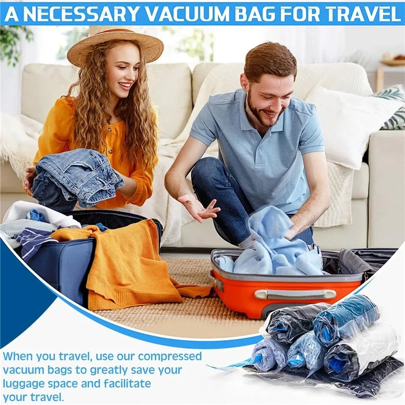 Travel Compression Bags, Roll Up Travel Space Saver Bags for Luggage,
