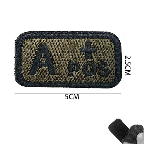 5*2.5CM Small Patch with Hook and Loop Blood Type A B AB O POS NEG