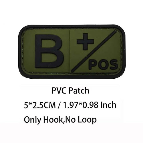 Small Patch with Hook,PVC Blood Type A B AB O POS NEG Emblemen,Patches