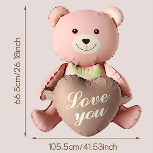 3D Matte Standing Bear Foil Balloons Bear Hold Heart Wedding Birthday
