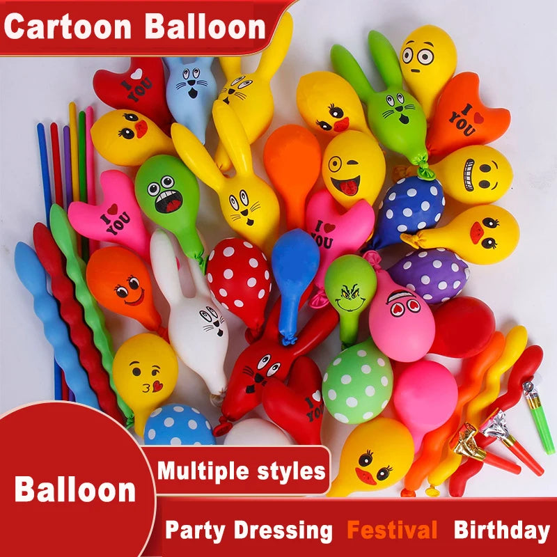 50/100 PcsNo gas pump provided Cartoon Balloons Decoration Helium