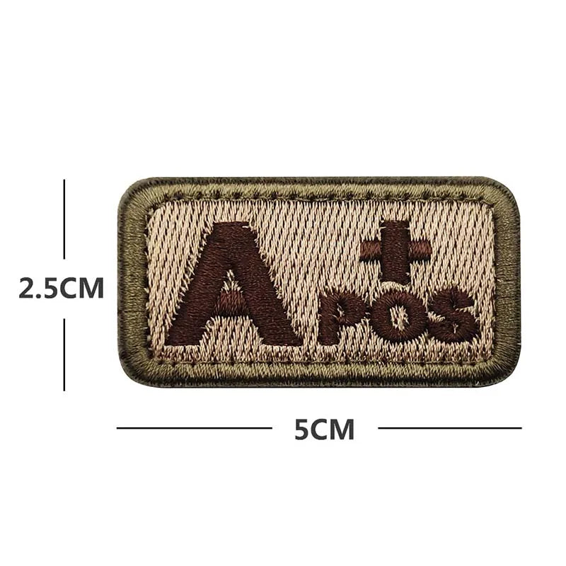 2.5*5CM,A B AB O POS-NEG Blood Type Badges Fabric Applique Embroidery
