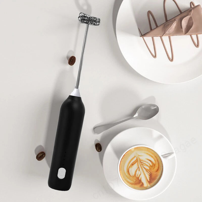 Electric Milk Frother 2 In 1 Rechargeable  Blender Stainless Steel 3